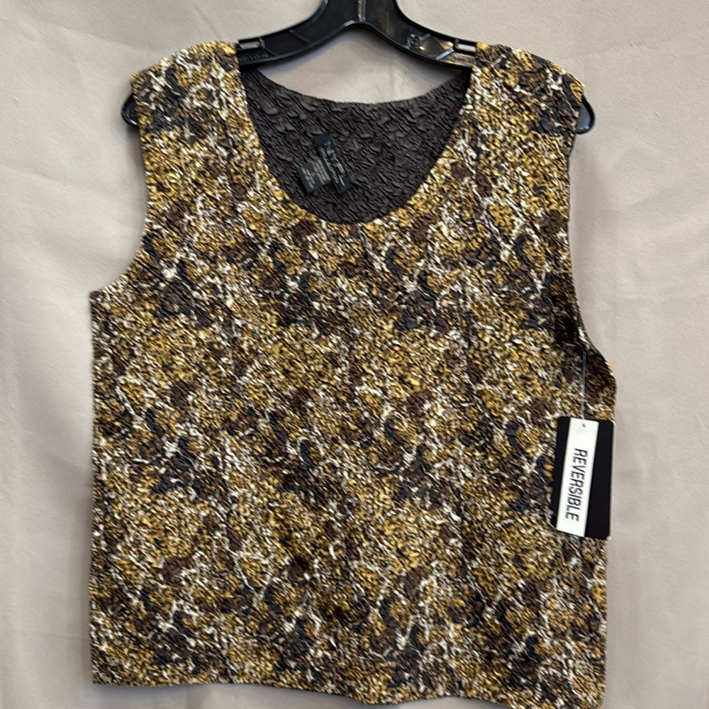 NWT NYPL Collection Reversible Sleeveless Blouse Size L